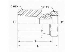 美制NPSM錐螺紋接頭1405系列結構圖